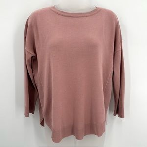 3/$15 CABLE & GAUGE Knit Top M Womens Pink Pullover Scoop Hem Zip Accent 3/4 slv